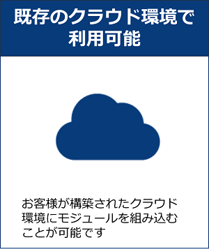 既存のクラウド環境で利用可能 お客様が構築されたクラウド環境にモジュールを組み込むことが可能です